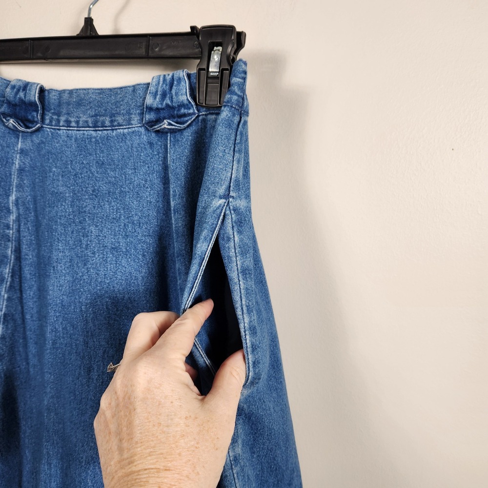 Rhythm Blue Womens Denim Maxi Skirt Blue Cotton High Waist Pocket Vintage S - Picture 3 of 9